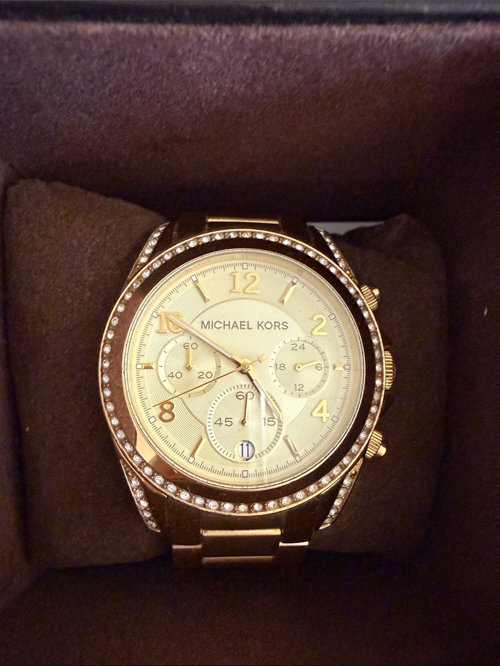 Michael Kors Gold-Tone Crystal Accent Women’s Chronograph Watch